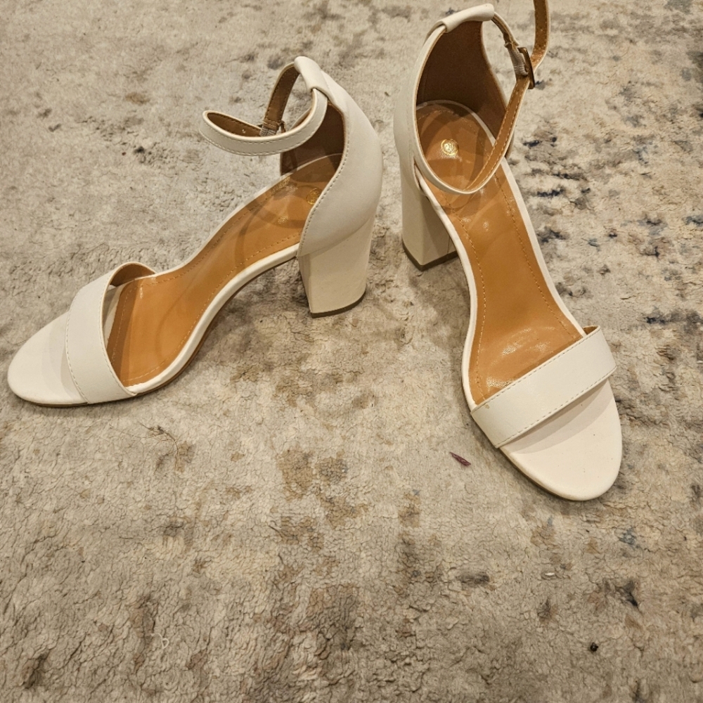 White strapped heels